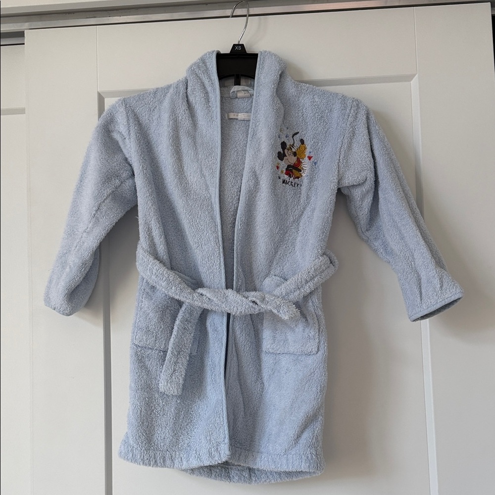 Zara Disney Light Blue Kids Robe with Mickey Mouse Design